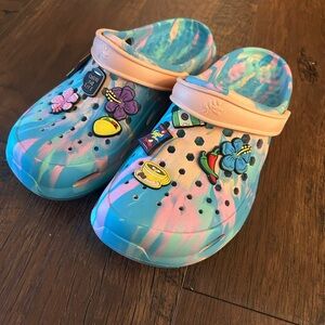 Vibrant Custom Tie-Dye Women's Slippers with Charms